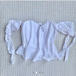 Bardot white off the shoulder tie top